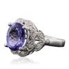 Image 2 : 14KT White Gold 3.85ct Tanzanite and Diamond Ring