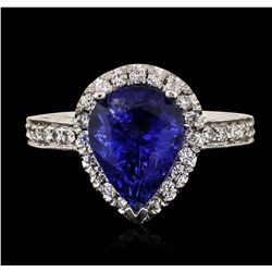 14KT White Gold 3.14ct Tanzanite and Diamond Ring