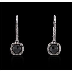 14KT White Gold 1.84ctw Black Diamond Earrings