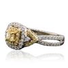 Image 2 : 14KT White Gold 0.82ctw Cushion Cut Diamond Ring