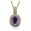 Image 2 : 14KT Yellow Gold 4.20ct Tanzanite and Diamond Pendant With Chain