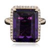 Image 1 : 14KT Yellow Gold 10.27ct Amethyst and Diamond Ring