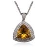 Image 2 : 14KT White Gold 5.01ct Citrine Quartz and Diamond Pendant With Chain