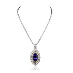 18KT White Gold 33.29ct Tanzanite and Diamond Necklace