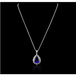 14KT White Gold GIA Certified 23.12ct Tanzanite and Diamond Pendant With Chain