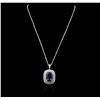 Image 1 : 14KT White Gold GIA Certified 16.65ct Tanzanite and Diamond Pendant With Chain