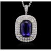 Image 2 : 14KT White Gold GIA Certified 16.65ct Tanzanite and Diamond Pendant With Chain