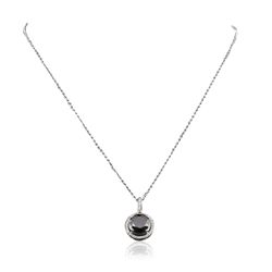 14KT White Gold 3.26ct Black Diamond and Diamond Pendant With Chain