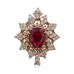 14KT Rose Gold 3.14ct Ruby and Diamond Ring