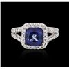 Image 1 : 14KT White Gold 2.90ct Sapphire and Diamond Ring