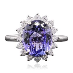 14KT White Gold 4.50ct Tanzanite and Diamond Ring