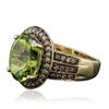 Image 2 : 14KT Yellow Gold 5.49ct Peridot and Brown Diamond Ring