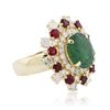 Image 2 : 14KT Yellow Gold 3.49ct Emerald, Ruby and Diamond Ring