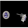 Image 2 : 14KT White Gold Tanzanite and Diamond Earrings