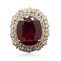 14KT Yellow Gold 12.91ct Ruby and Diamond Ring