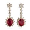 Image 1 : 14KT Yellow Gold 10.00ctw Ruby and Diamond Earrings