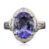 Image 1 : 14KT White Gold 4.58ct Tanzanite and Diamond Ring