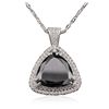 Image 1 : 14KT White Gold 10.30ctw Black Diamond Pendant With Chain