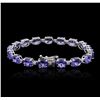 Image 1 : 14KT White Gold 16.66ctw Tanzanite and Diamond Bracelet