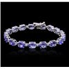 Image 2 : 14KT White Gold 16.66ctw Tanzanite and Diamond Bracelet