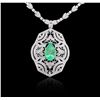 Image 2 : 18KT White Gold 5.64ct Emerald and Diamond Necklace