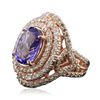 Image 2 : 14KT Rose Gold 6.83ct Tanzanite and Diamond Ring