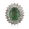 Image 1 : 14KT White Gold 4.68ct Emerald and Diamond Ring