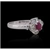 Image 2 : 14KT White Gold 0.51ct Ruby and Diamond Ring