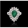 Image 1 : 18KT White Gold GIA Certified 1.50ct Emerald and Diamond Ring