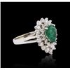 Image 2 : 18KT White Gold GIA Certified 1.50ct Emerald and Diamond Ring