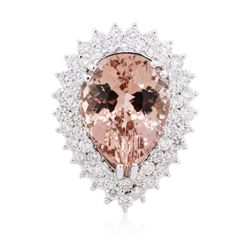 14KT White Gold 11.47ct Morganite and Diamond Ring