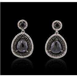 14KT White Gold 6.15ctw Black Diamond Earrings