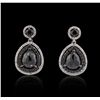 Image 1 : 14KT White Gold 6.15ctw Black Diamond Earrings