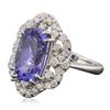 Image 2 : 14KT White Gold 4.89ct Tanzanite and Diamond Ring