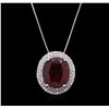 Image 2 : 14KT White Gold 6.40ct Ruby and Diamond Pendant With Chain