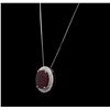 Image 3 : 14KT White Gold 6.40ct Ruby and Diamond Pendant With Chain