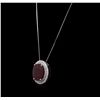 Image 3 : 14KT White Gold 6.40ct Ruby and Diamond Pendant With Chain