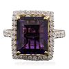 Image 1 : 14KT Yellow Gold 5.81ct Amethyst and Diamond Ring
