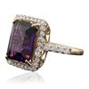 Image 2 : 14KT Yellow Gold 5.81ct Amethyst and Diamond Ring
