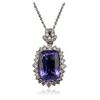 Image 2 : 14KT White Gold 6.63ct Tanzanite and Diamond Pendant With Chain