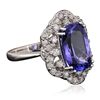 Image 2 : 14KT White Gold 4.16ct Tanzanite and Diamond Ring
