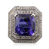 Image 1 : Platinum 15.86ct Tanzanite and Diamond Ring