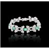 Image 1 : 18KT White Gold 3.20ctw Emerald and Diamond Bracelet