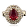 Image 1 : 14KT Yellow Gold 3.06ct Ruby and Diamond Ring