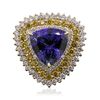Image 1 : 14KT Yellow Gold 28.41ct GIA Certified Tanzanite and Diamond Ring