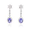 Image 1 : 14KT White Gold 3.18ctw Tanzanite and Diamond Earrings