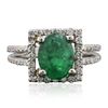 Image 1 : 18KT White Gold 4.09ct Emerald and Diamond Ring