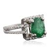 Image 2 : 18KT White Gold 4.09ct Emerald and Diamond Ring