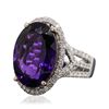 Image 3 : 14KT White Gold 11.51ct Amethyst and Diamond Ring