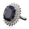 Image 2 : 14KT White Gold 12.48ct Sapphire and Diamond Ring